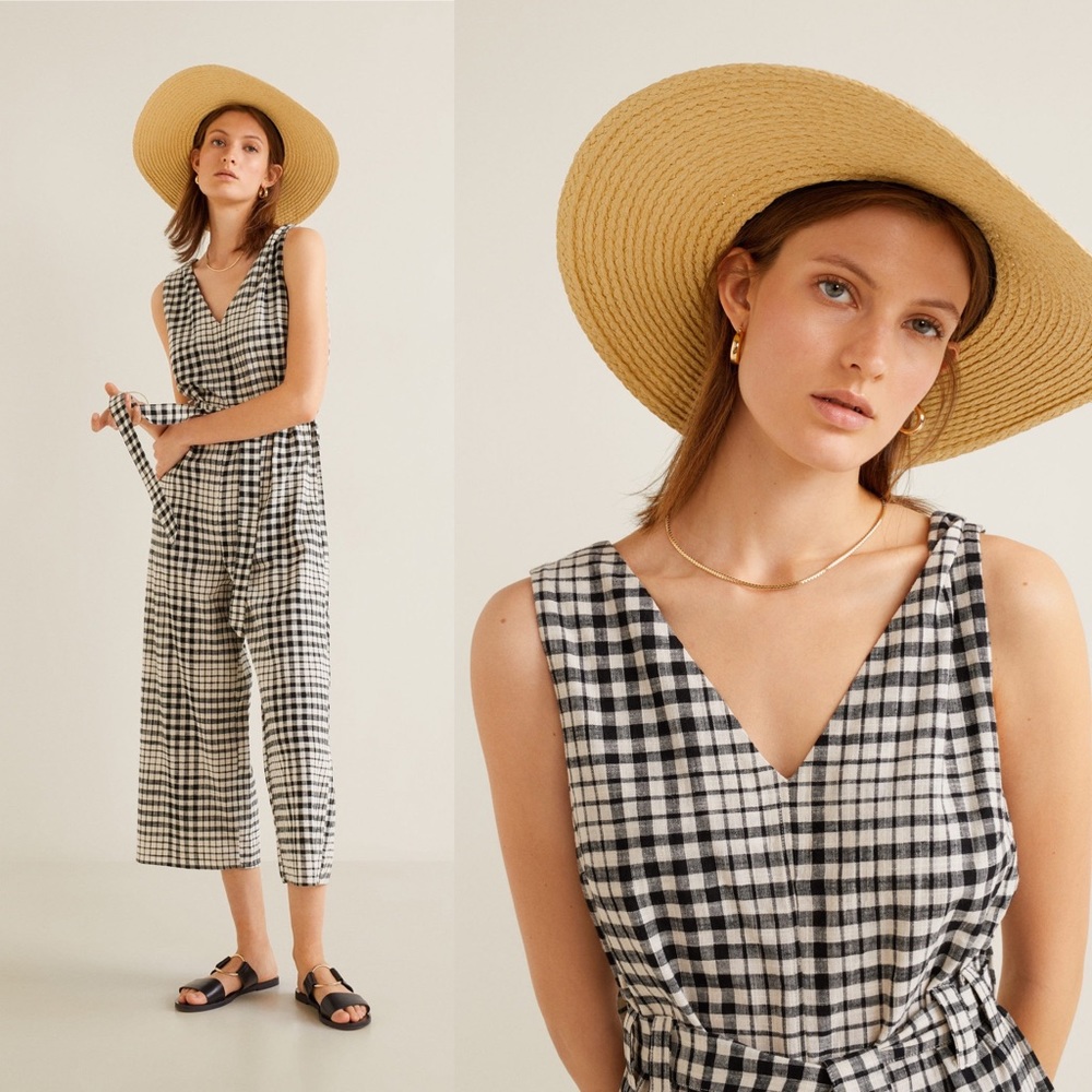 Mango Gingham Check Jumpsuit